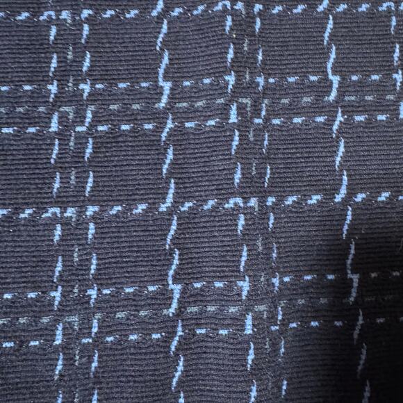 J.Jill Women’s 2X Navy Blue Knit Shift Dress Windowpane Plaid 3/4 Sleeve Plus - Picture 3 of 5